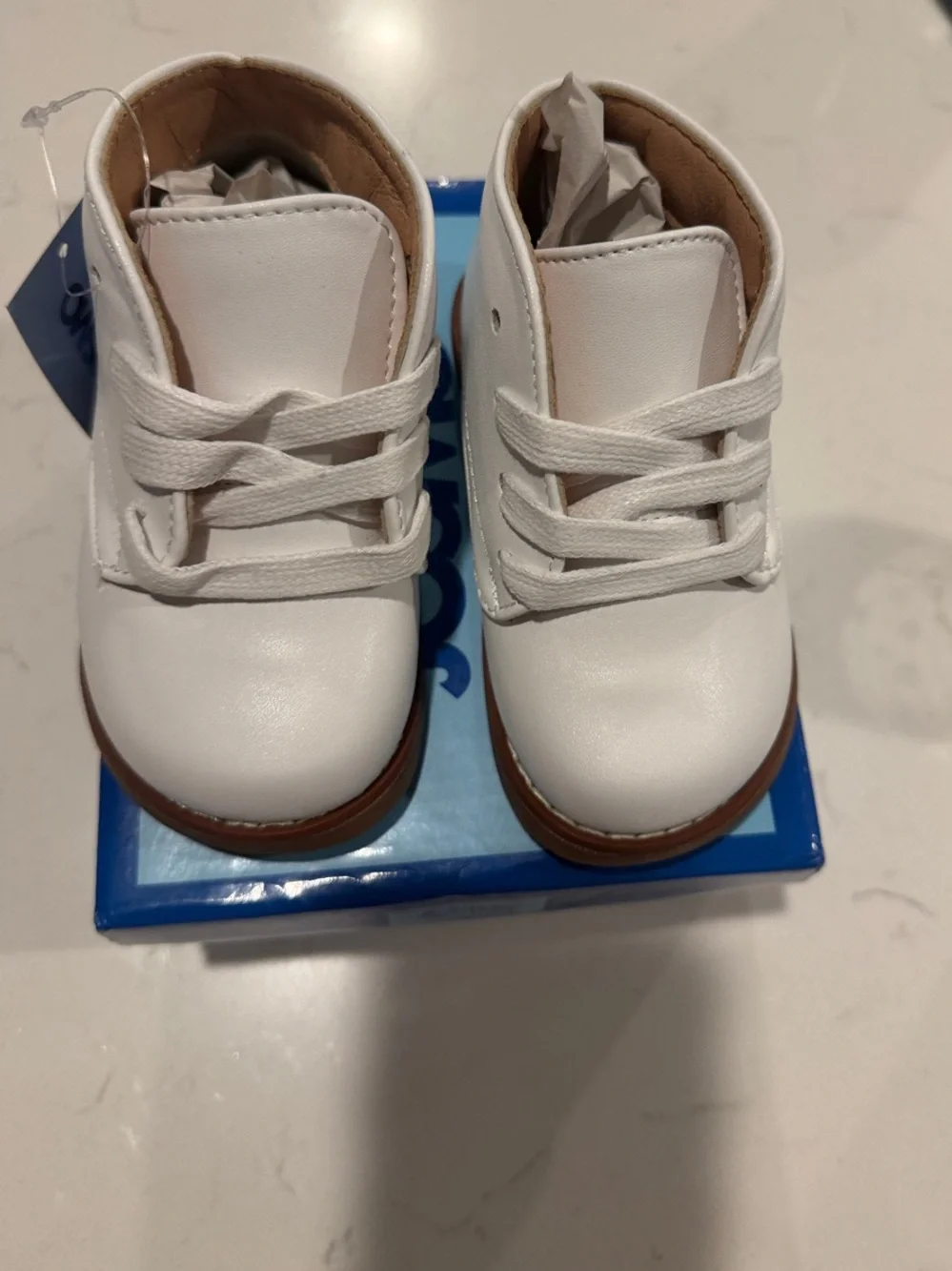 Josmo White Lace-Up Baby Walker Shoes with Brown Sole